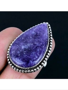 Lepidolite Gemstone 925 Sterling Silver Handmade Ring